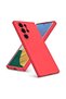 Samsung Galaxy S21 Ultra Compatible Silicone Case - Pastel Color Tone Camera Protection Cover - Red