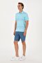 Men's Turquoise Striped Polo Neck T-Shirt - 4
