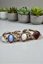 Copper Real Agate, Cat's Eye, Selenite 3 Piece Ring Handcrafted (Gift, Daily, Special Occasions) - 2
