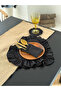 4-Piece Lune Heart Ruffled Linen Black Placemat / American Service - 2