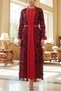Women 2 Pieces Abaya Dress Top Mesh Inner Dress Full Sleeves Belt Womens Arabic Long Abaya Set