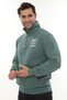 Men's Petrol Standard Fit Regular Cut Fleece Lined Half Zipper Stand Collar Cotton Sweatshirt - 3