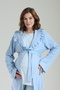 Women's Blue Special Design Jacquard Shawl Collar Long Sleeve Winter Maternity Pajama Set - 2