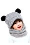 2-4 Years Old Cute Panda Eared Children's Hooded Plush Beanie Welsoft Windproof Neck Collar Beanie - 4