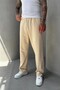 Men's Baggy Fit Adjustable Leg Beige Sweatpants Ke-7018 - 3