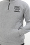 Men's Light Gray Standard Fit Regular Cut Fleece Lined Half Zipper Stand Collar Cotton Sweatshirt - 8
