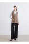 Brown Plus Size V-Neck Women's Plush Vest - 2