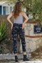 Women's Navy Blue Italian Camouflage Pattern Skinny Leg Trousers - 5