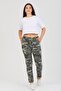 Women's Khaki Italian Camouflage Pattern Lycra Trousers - 2