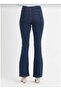 Dark Blue Lycra High Waist Spanish Jean Trousers - 4