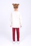 Girl's Winter Set with Embroidery Detail Sweatshirt and Velvet Leggings with Fleece Lining - 4