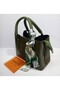 Khaki 3-Compartment Scarf Detail Stylish Women's Bag - 7