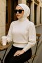 Balloon Sleeve Patterned Pearl Embroidered Half Fisherman Knitwear Sweater Blouse
