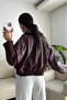 Premium Pb Oversized Bomber Leather Jacket with Elastic Waist - 2