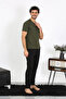 Men's Combed Cotton Khaki 3-Piece Pajama Set - 2