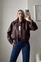 Milano Oversized Bomber Leather Jacket Claret Red - 3