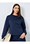 Navy Blue Sweatshirt with Ribbon Tie - 3