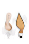 Women White Silver Organza Bow Embellished Mules - 4