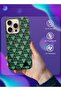 iPhone 16 Pro Leather Back Cover, Triangle Pattern, Shockproof (Green) - 5