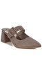 Women Buckle Strap Detail Microfiber Mules in Taupe