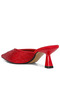 Women Rhinestones Embellished Satin Mules in Red - 3