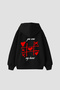 816 Locked Printed Oversized Unisex Black Hoodie