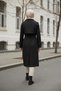 Soft Black 100% Cotton Long (110cm) Lined Women's Hijab Trench Coat 1111-Tes - 6
