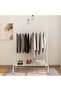 2-Tier Stainless Steel Shoes Rack and Coat Hanging Stand for Home - 2