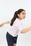 Girl's Printed Asymmetrical T-Shirt with Crew Neck and Short Sleeves - 5