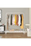 2-Tier Stainless Steel Shoes Rack and Coat Hanging Stand for Home