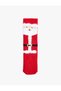 Santa Claus Printed Feather Detailed Cotton Towel Socks