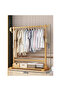 Minimalist Natural Wood Coat Rack with Side Hooks, Thick Rod & Shelf, Freestanding 120×163×40 cm - 5