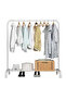 2-Tier Stainless Steel Shoes Rack and Coat Hanging Stand for Home - 4