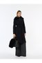 Faux Fur Collar Coat with Cashmere Belt Long Sleeves - 2