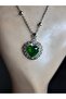 Silver Color Green Stone Heart Model Ball Chain Steel Necklace - 2