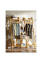 3-Tier Freestanding Clothes Rack with Shelves, Hanging Rods & Side Hooks, Wooden 130×140×40 cm
