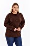 Large Size Sweatshirt with Bow Detail Brown - 2
