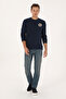 Men's Regular Fit Crew Neck Navy Blue Sweatshirt 50308717-Vr033 - 4