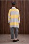 Striped V-Neck Sweater Light Gray-Soft Yellow - 5