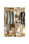 3-Tier Freestanding Clothes Rack with Shelves, Hanging Rods & Side Hooks, Wooden 130×140×40 cm - 5