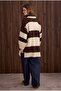 Striped V-Neck Sweater Bone-Brown - 4
