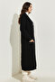 Knitted Patterned Long Knitwear Cardigan R2817 Black - 3