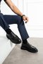 Men's Black Genuine Leather Double Buckle Eva Sole Casual Shoes