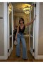 Women's Shiny Stone-Embellished Loose-Leg Denim Pants - 2