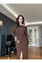 Brown Batwing Sleeve Flowy Stylish Dress - 3
