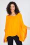 Women's Orange Italian Bat Sleeve Sequin Detailed Silk Blouse