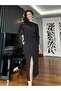 Black Bat Sleeve Flowy Stylish Dress