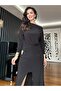 Black Bat Sleeve Flowy Stylish Dress - 4