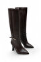 Women's Boots with Side Zipper, Heels, Gold Belt Detail - 6