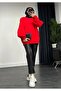 Women's Half-High Neck Balloon Sleeve Oversized Knitwear Sweater Suitable for Hijab - 4